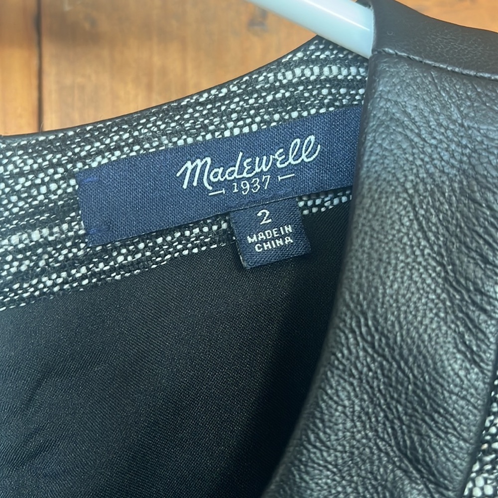 Madewell Tweed Dress with Leather Collar Size 2 - Picture 2 of 10